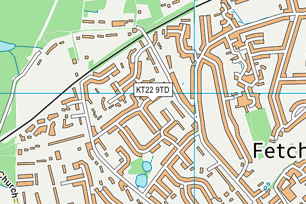 KT22 9TD map - OS VectorMap District (Ordnance Survey)