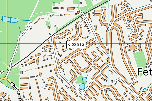 KT22 9TG map - OS VectorMap District (Ordnance Survey)