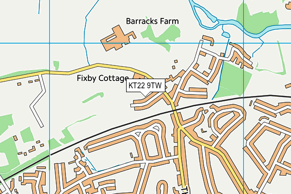 KT22 9TW map - OS VectorMap District (Ordnance Survey)