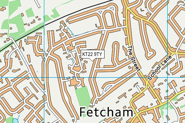 KT22 9TY map - OS VectorMap District (Ordnance Survey)
