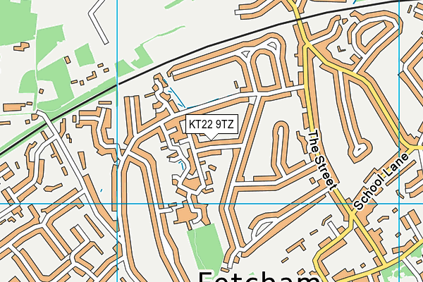 KT22 9TZ map - OS VectorMap District (Ordnance Survey)