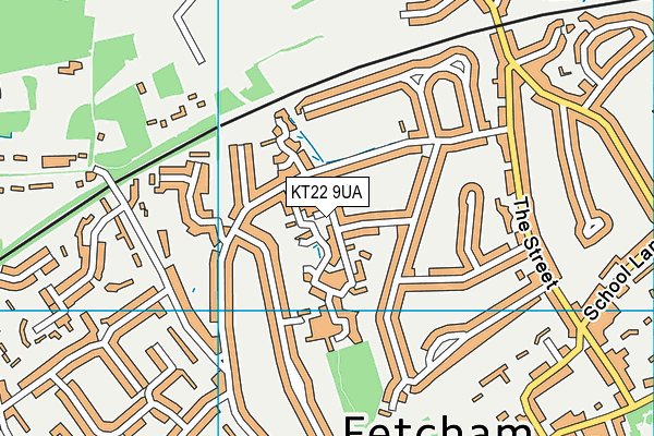 KT22 9UA map - OS VectorMap District (Ordnance Survey)