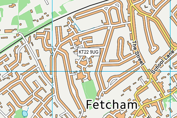 KT22 9UG map - OS VectorMap District (Ordnance Survey)