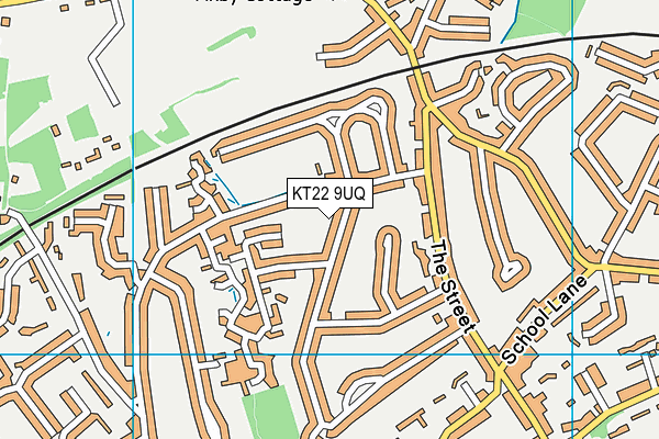 KT22 9UQ map - OS VectorMap District (Ordnance Survey)