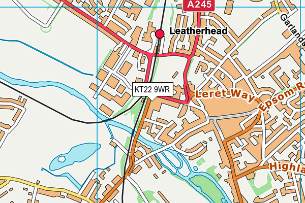 KT22 9WR map - OS VectorMap District (Ordnance Survey)