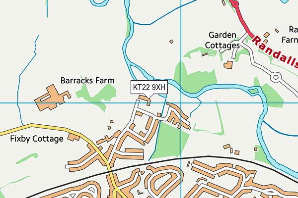 KT22 9XH map - OS VectorMap District (Ordnance Survey)