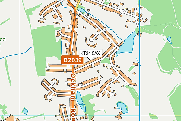 KT24 5AX map - OS VectorMap District (Ordnance Survey)