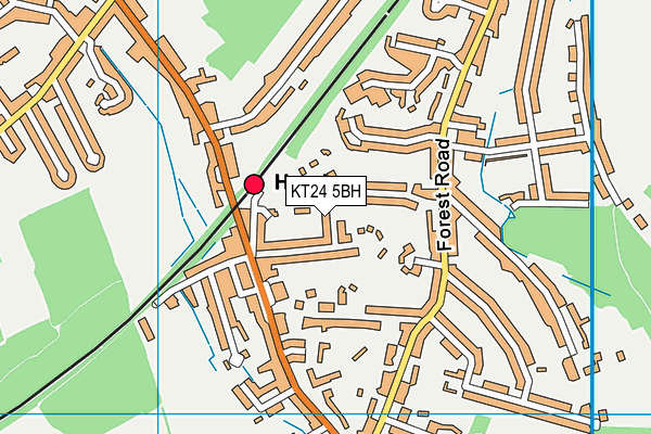 KT24 5BH map - OS VectorMap District (Ordnance Survey)