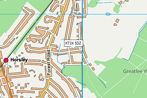 KT24 5DZ map - OS VectorMap District (Ordnance Survey)