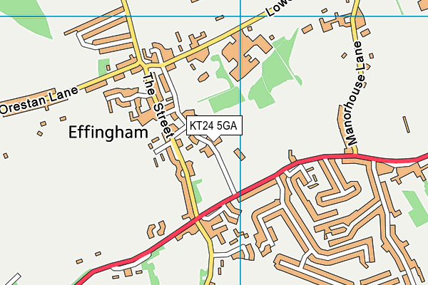 KT24 5GA map - OS VectorMap District (Ordnance Survey)