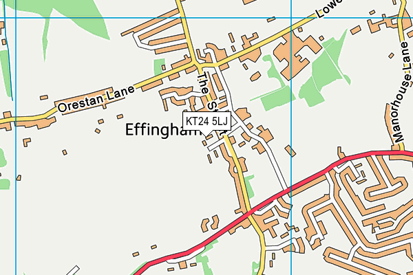 KT24 5LJ map - OS VectorMap District (Ordnance Survey)