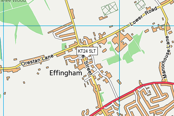 KT24 5LT map - OS VectorMap District (Ordnance Survey)