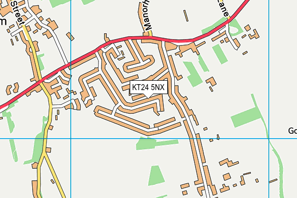 KT24 5NX map - OS VectorMap District (Ordnance Survey)