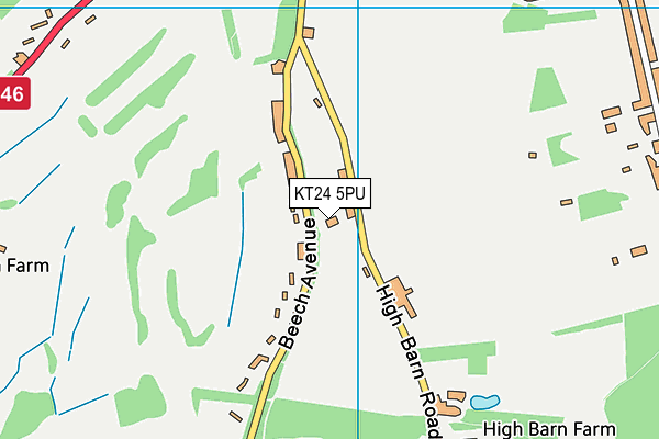 KT24 5PU map - OS VectorMap District (Ordnance Survey)