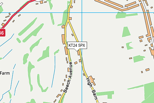 KT24 5PX map - OS VectorMap District (Ordnance Survey)