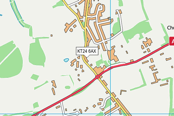 KT24 6AX map - OS VectorMap District (Ordnance Survey)