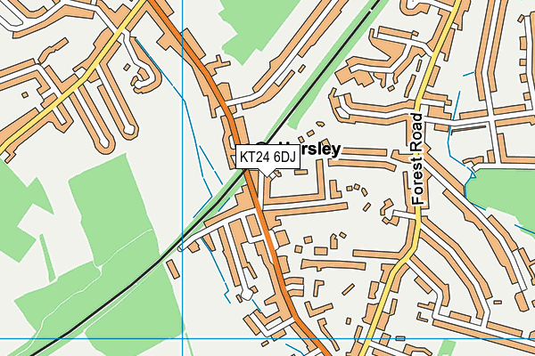 KT24 6DJ map - OS VectorMap District (Ordnance Survey)