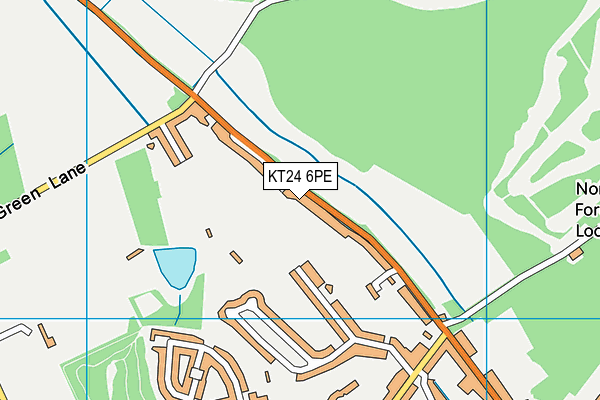 KT24 6PE map - OS VectorMap District (Ordnance Survey)