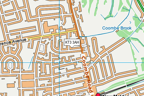 KT3 3AH map - OS VectorMap District (Ordnance Survey)