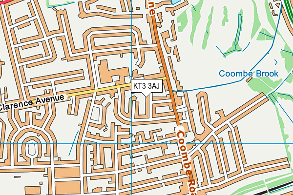 KT3 3AJ map - OS VectorMap District (Ordnance Survey)