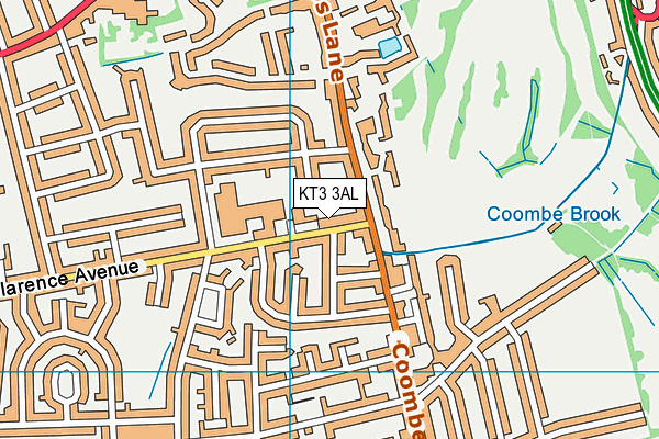 KT3 3AL map - OS VectorMap District (Ordnance Survey)