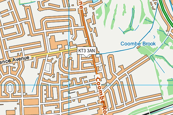 KT3 3AN map - OS VectorMap District (Ordnance Survey)