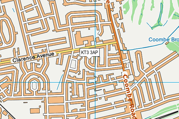 KT3 3AP map - OS VectorMap District (Ordnance Survey)