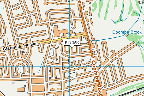 KT3 3AR map - OS VectorMap District (Ordnance Survey)
