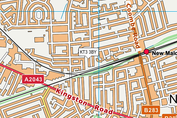 KT3 3BY map - OS VectorMap District (Ordnance Survey)
