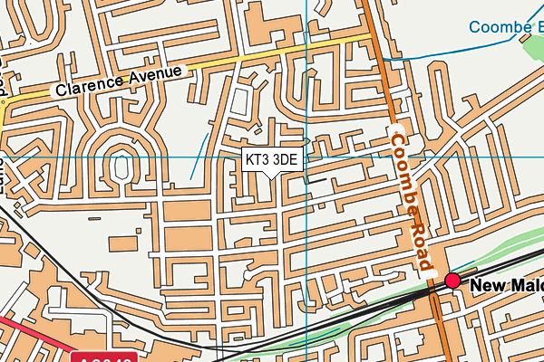 KT3 3DE map - OS VectorMap District (Ordnance Survey)