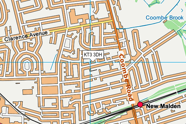KT3 3DH map - OS VectorMap District (Ordnance Survey)