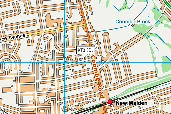 KT3 3DJ map - OS VectorMap District (Ordnance Survey)