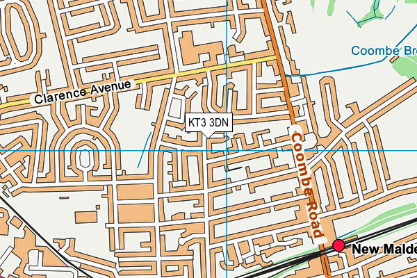 KT3 3DN map - OS VectorMap District (Ordnance Survey)