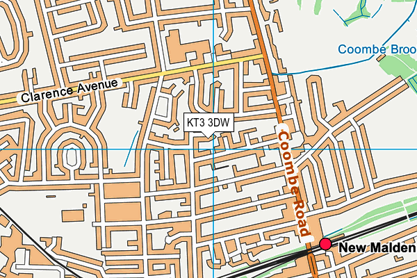 KT3 3DW map - OS VectorMap District (Ordnance Survey)