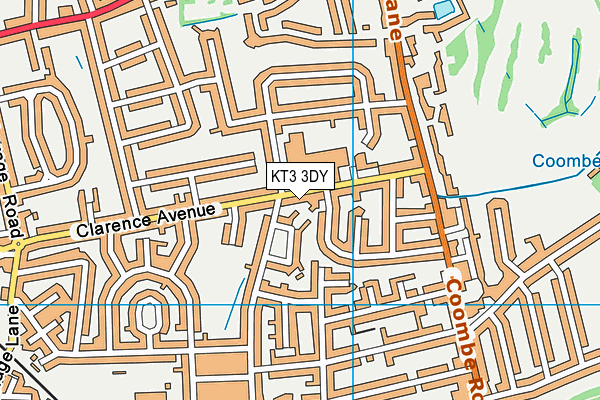 KT3 3DY map - OS VectorMap District (Ordnance Survey)