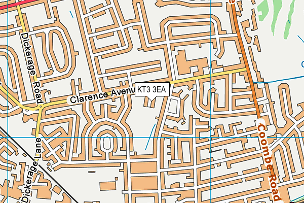 KT3 3EA map - OS VectorMap District (Ordnance Survey)