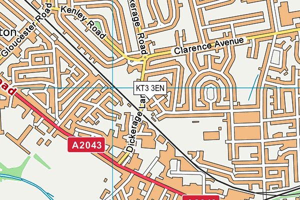 KT3 3EN map - OS VectorMap District (Ordnance Survey)