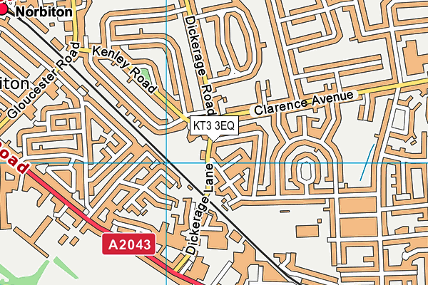 KT3 3EQ map - OS VectorMap District (Ordnance Survey)