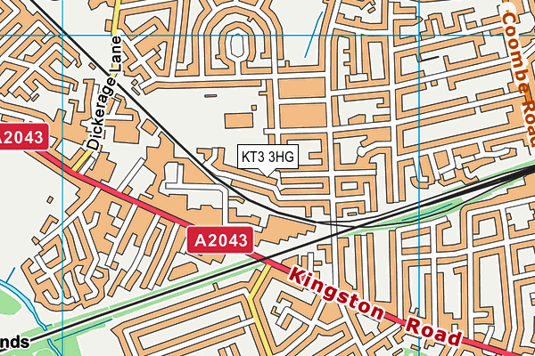 KT3 3HG map - OS VectorMap District (Ordnance Survey)