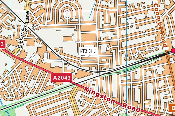 KT3 3HJ map - OS VectorMap District (Ordnance Survey)