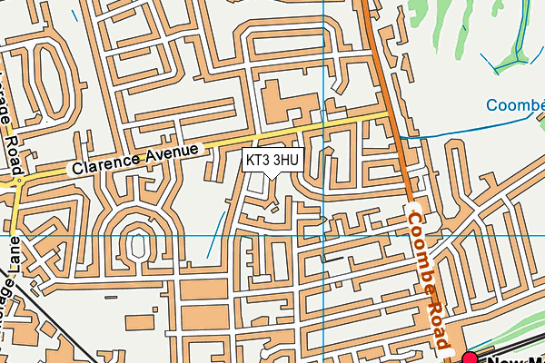 KT3 3HU map - OS VectorMap District (Ordnance Survey)