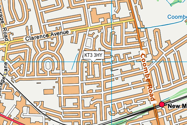 KT3 3HY map - OS VectorMap District (Ordnance Survey)