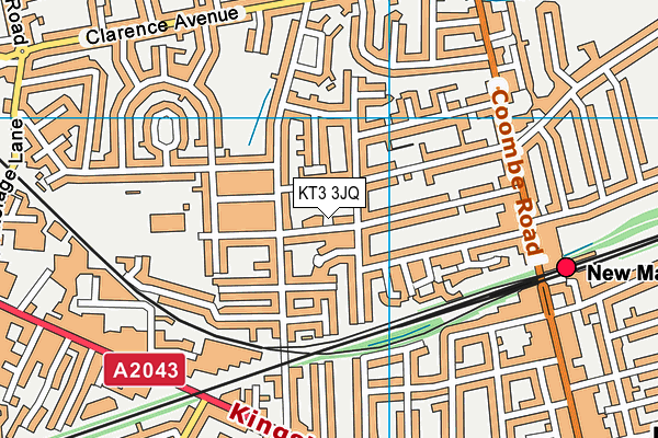 KT3 3JQ map - OS VectorMap District (Ordnance Survey)