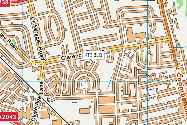 KT3 3LQ map - OS VectorMap District (Ordnance Survey)