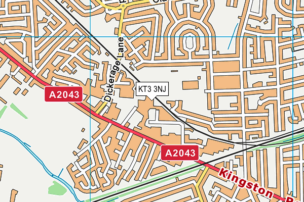 KT3 3NJ map - OS VectorMap District (Ordnance Survey)