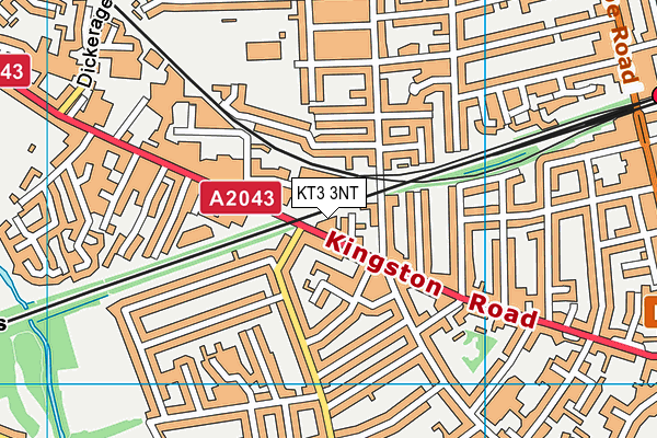 KT3 3NT map - OS VectorMap District (Ordnance Survey)