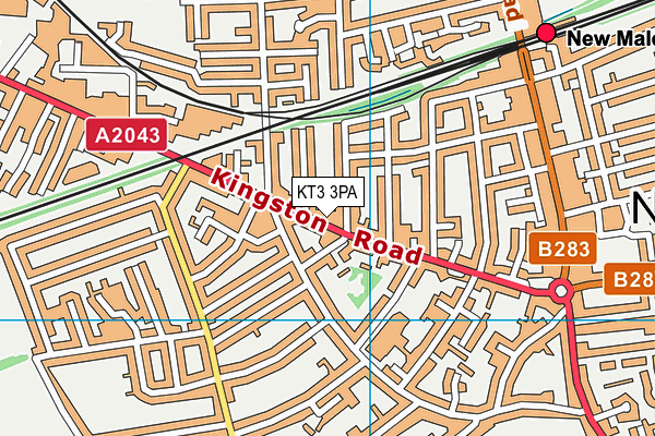 KT3 3PA map - OS VectorMap District (Ordnance Survey)