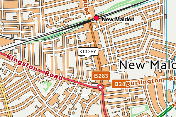 KT3 3PY map - OS VectorMap District (Ordnance Survey)