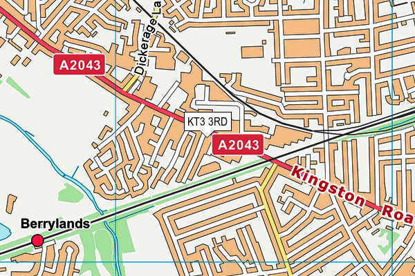 KT3 3RD map - OS VectorMap District (Ordnance Survey)