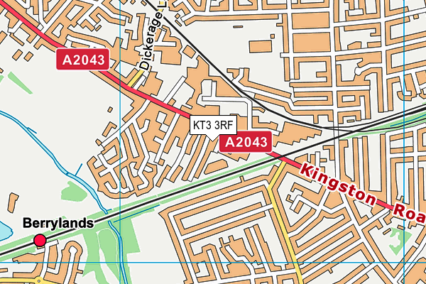KT3 3RF map - OS VectorMap District (Ordnance Survey)
